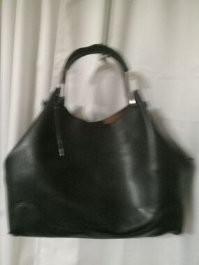 SANDRA ROBERT Rare 4 Straps Black Leather Bag 3 DEVIDER Shoulder BAG